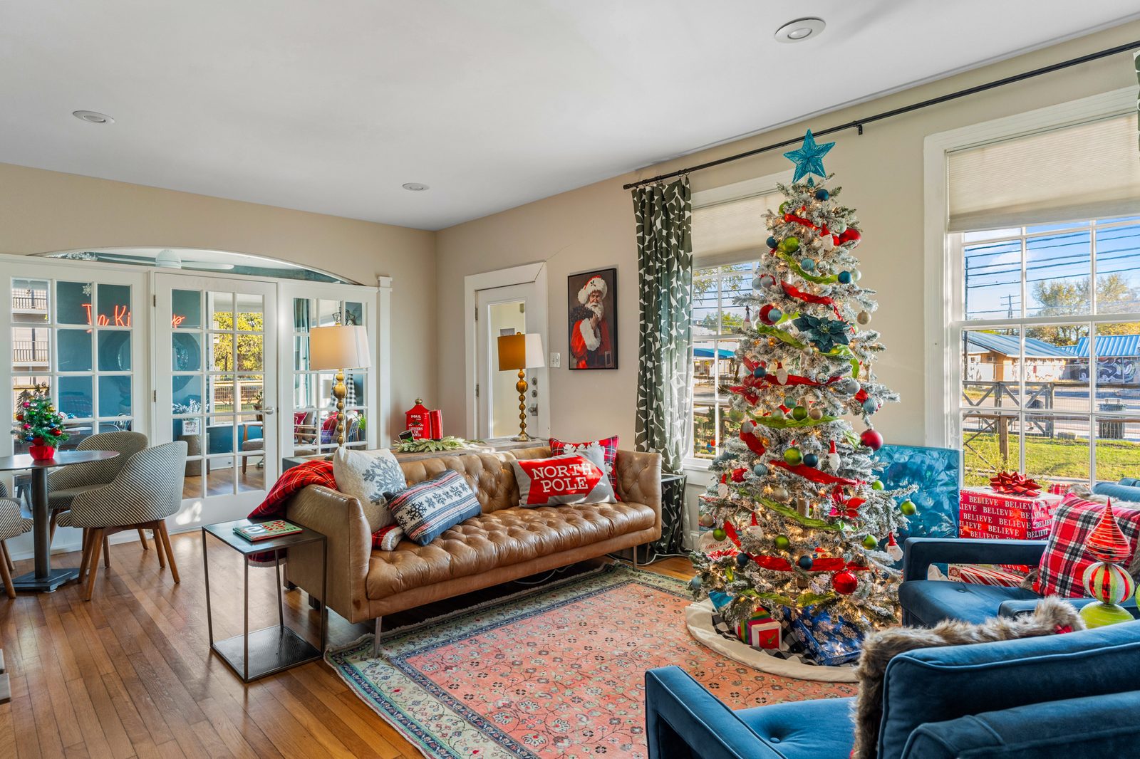 Living room with Christmas tree